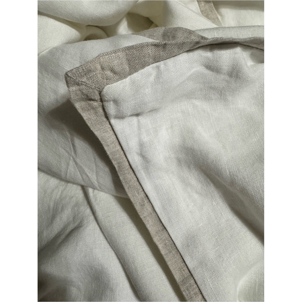 Pottery Barn Belgian 100% Flax Linen Contrast Flange Duvet Cover Cal King/King - Picture 4 of 6